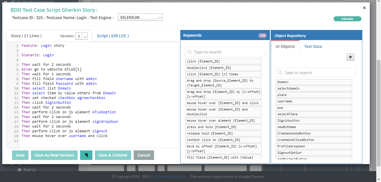 Test case summary