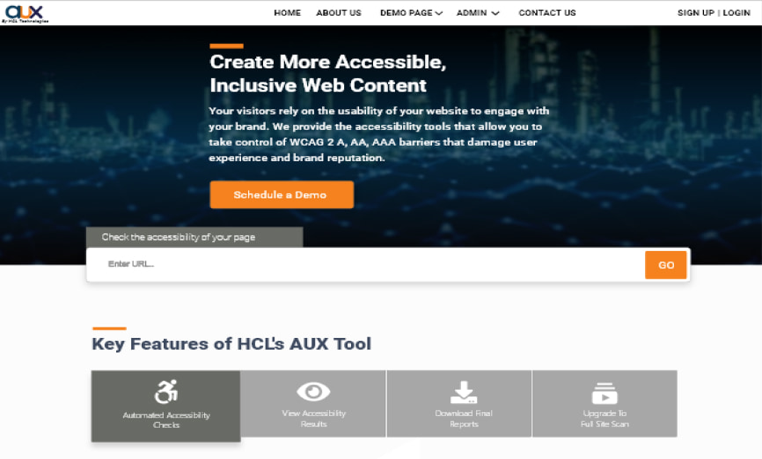 AUX framework home page screenshot