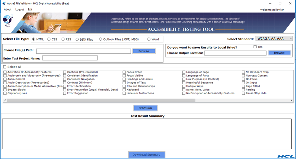 File Validator Homepage screenshot.