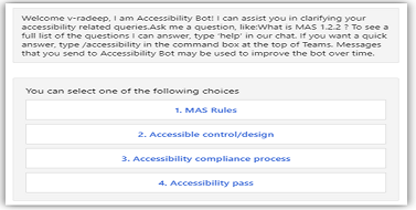 Accessibility BOT user interaction